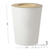 Кругла урна для сміття 9 л MVM Scandinavia BIN-20 9L White/Wood біла/бамбук