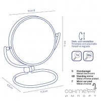Настільне/для подорожи косметичне дзеркало зі збільшенням х10 Kela Franca 20640 хром