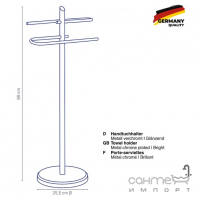 Підлогова стійка з двома тримачами для рушників Kela Ken 20539 хром