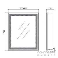 Дзеркальна шафка з LED-підсвічуванням Mirater Mirror Cabinet LED Frame 50 L лівий