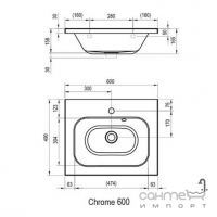 Умывальник Ravak Chrome 600 XJG01160000