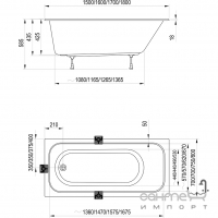 Прямокутна акрилова ванна 1800х800 Ravak Chrome Slim CE21300000 біла