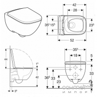 Безободковий підвісний унітаз із сидінням softclose Geberit Modo 502.827.00.1 білий