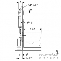 Инсталляция для подвесного унитаза Geberit Duofix Sigma 12 111.058.00.1