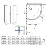 Полукруглая душевая кабина с поддоном и сифоном Radaway Alienta Chrome A 800x800x1900 хром/прозр. стекло