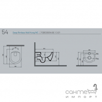 Безободковый подвесной унитаз с сидением Quarter Bath Deep 70DE03054.00.1.3.01 30SCD.01.02.03. белый