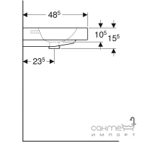 Прямоугольная раковина на столешницу Geberit iCon 124575000 белая