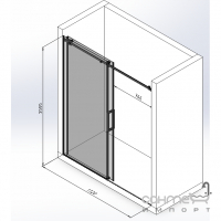 Душевая дверь в нишу Studio Glass Stenli 1450x2000 матовый черный/стекло графит, ручка верт. рейлинг