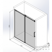 Душові двері до ніші Studio Glass Stenli 1720x2000 матовий чорний/скло графіт, ручка верт. рейлінг