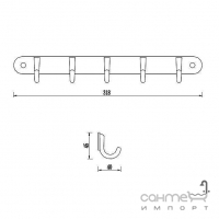 Вішалка з п'ятьма гачками Аква Родос Gloria 8055x5 збройова сталь