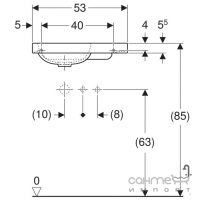 Подвесная раковина без отверстия под смеситель Geberit iCon Light 501.832.00.3 белая