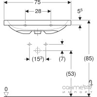 Мебельная раковина с отверстием под смеситель и переливом Geberit iCon Light 501.835.00.1 белая