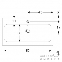 Мебельная раковина с отврестием под смеситель и переливом Geberit iCon Light 501.836.00.1 белая