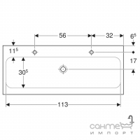 Двойная мебельная раковина с двумя отверстиями под смесители Geberit iCon Light  501.837.00.5 белая