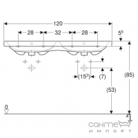 Двойная мебельная раковина с двумя отверстиями под смесители Geberit iCon Light 501.838.00.5 белая