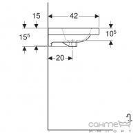 Мебельная раковина с отверстием под смеситель и переливом Geberit iCon Light 501.841.00.1 белая