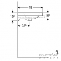 Меблева раковина з отвором під змішувач та переливом Geberit iCon Light 501.848.00.1 біла