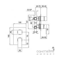 Смеситель для душа встроенный на 3 выхода Bugnatese Tetris TETNS9131E никель браш