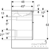 Подвесная тумба с раковиной Geberit iCon Slim Rim 502.335.01.1 белый глянец