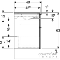 Подвесная тумба с раковиной Geberit iCon Slim Rim 502.336.01.1 белый глянец