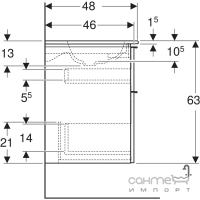 Підвісна тумба з подвійною раковиною Geberit iCon Slim Rim 502.338.01.1 білий глянець