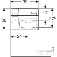 Четвертная подвесная детская раковина из искусственного камня Geberit Bambini 502.977.00.1 белая