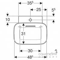 Прямоугольная раковина на столешницу Geberit One CleanDrain 505.051.00.1 белая