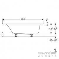 Прямоугольная акриловая ванна 1600х700 Geberit Selnova 554.282.01.1 белая