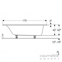 Прямоугольная акриловая ванна 1700х700 Geberit Selnova 554.284.01.1 белая