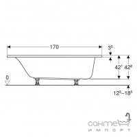 Прямоугольная акриловая ванна 1700х750 Geberit Selnova 554.285.01.1 белая