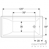 Прямокутна акрилова ванна 1400x700 Geberit Selnova Square 554.380.01.1 Біла