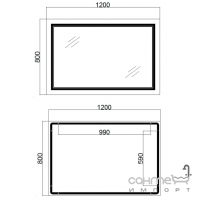 Прямоугольное зеркало с LED-подсветкой, диммером, подогревом Qtap Cardinal Touch 1200х800 3000-6500K QT0478C12080