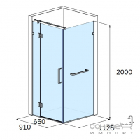 Душевая кабина Studio Glass Cristal 910x1125x2000 хром/прозрачное стекло, ручка верт. рейлинг