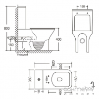 Безободковый унитаз-компакт с сидением slim softclose дюропласт Qtap Aries Rimless QT03228302W белый