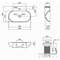 Овальна підвісна раковина Qtap Cardinal QT0411K177WN біла