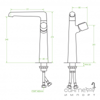 Смеситель для раковины высокий Laveo Pretto BAO_925D графит