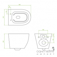 Безободковий підвісний унітаз з сидінням slim soft-close Laveo Desna VMD_600S білий