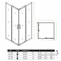 Квадратная душевая кабина 800x800 Laveo Bresso JKB_086K хром/прозрачное стекло