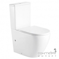 Безободковый унитаз-компакт с сидением slim softclose Mixxus Premium Ellipse-0402-R белый