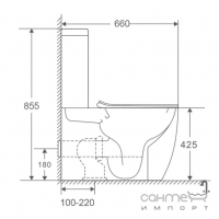 Безободковый унитаз-компакт с сидением slim softclose Mixxus Premium Ellipse-0402-R белый