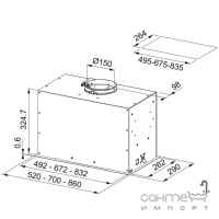 Встраиваемая кухонная вытяжка Franke Box Flush FBFP BK MATT A52 KL 305.0665.391 черная матовая, мощность 1200 м2/ч