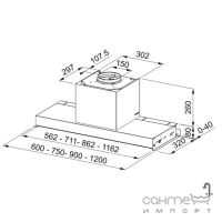 Встраиваемая кухонная вытяжка Franke FSTS Drip Free 60 X 305.0702.609 нержавеющая сталь, мощность 1200 м2/ч