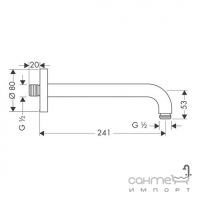 Настенный кронштейн для верхнего душа Hansgrohe 241 мм 27409820 никель