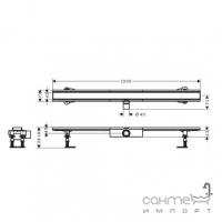 Лінійний душовий трап Hansgrohe RainDrain Compact Flat 1000 56170800 матова сталь