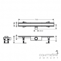 Лінійний душовий трап Hansgrohe RainDrain Compact Flat 700 56176800 матова сталь