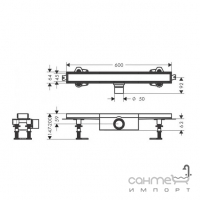 Линейный душевой трап под плитку Hansgrohe RainDrain Compact Flat 600 56175000 матовая сталь