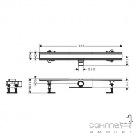 Линейный душевой трап под плитку Hansgrohe RainDrain Compact Flat 800 56179000 матовая сталь