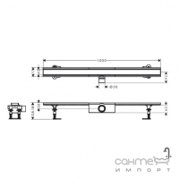 Линейный душевой трап под плитку Hansgrohe RainDrain Compact Flat 1000 56183000 матовая сталь