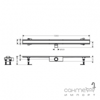 Линейный душевой трап под плитку Hansgrohe RainDrain Compact Flat 1200 56185000 матовая сталь