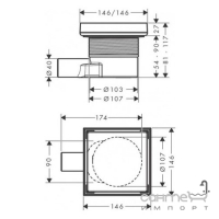 Точковий душовий трап Hansgrohe Raindrain Point 150х150 56249670 матовий чорний/під плитку